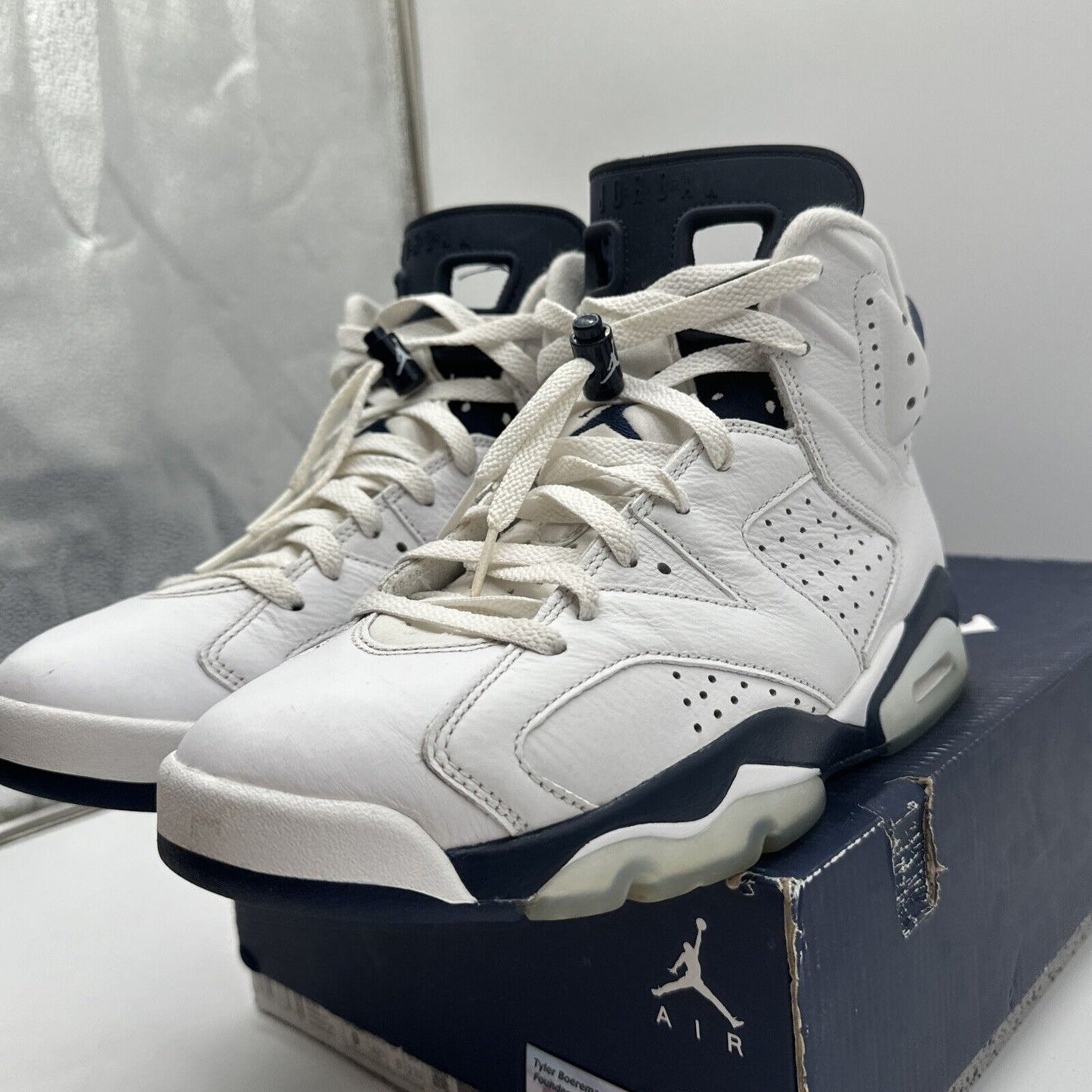 Size 9 - Jordan 6 Retro Midnight Navy White Leather Icy Soles OG All Blues