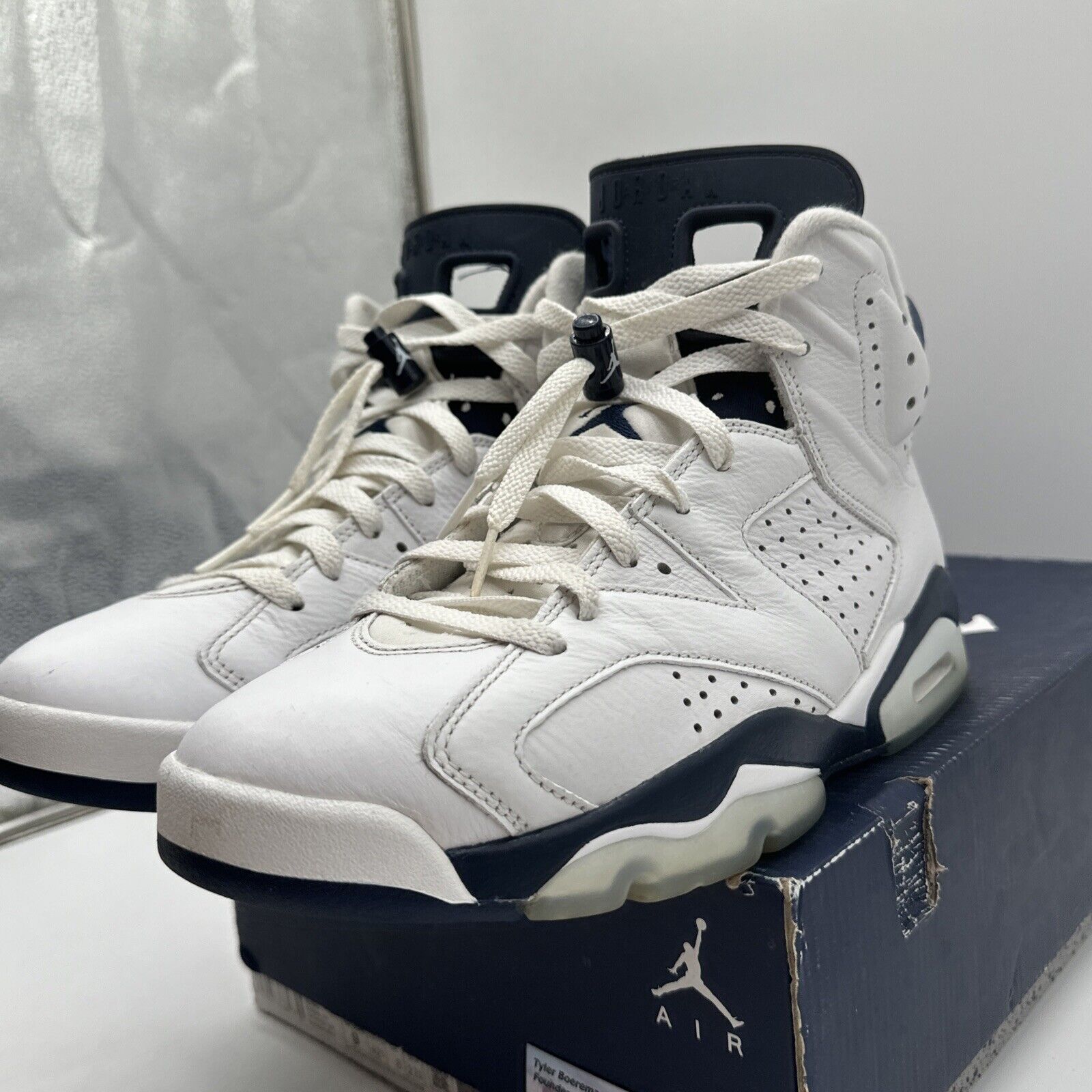 Size 9 - Jordan 6 Retro Midnight Navy White Leather Icy Soles OG All Blues