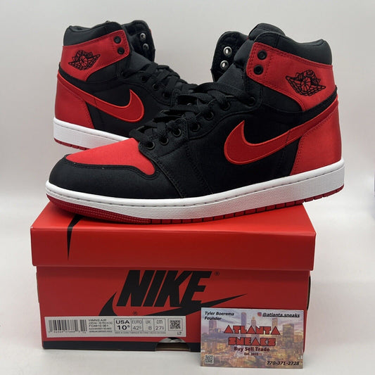 Size 10.5 - Jordan 1 OG High Satin Bred W Brand New Og All Black Red White