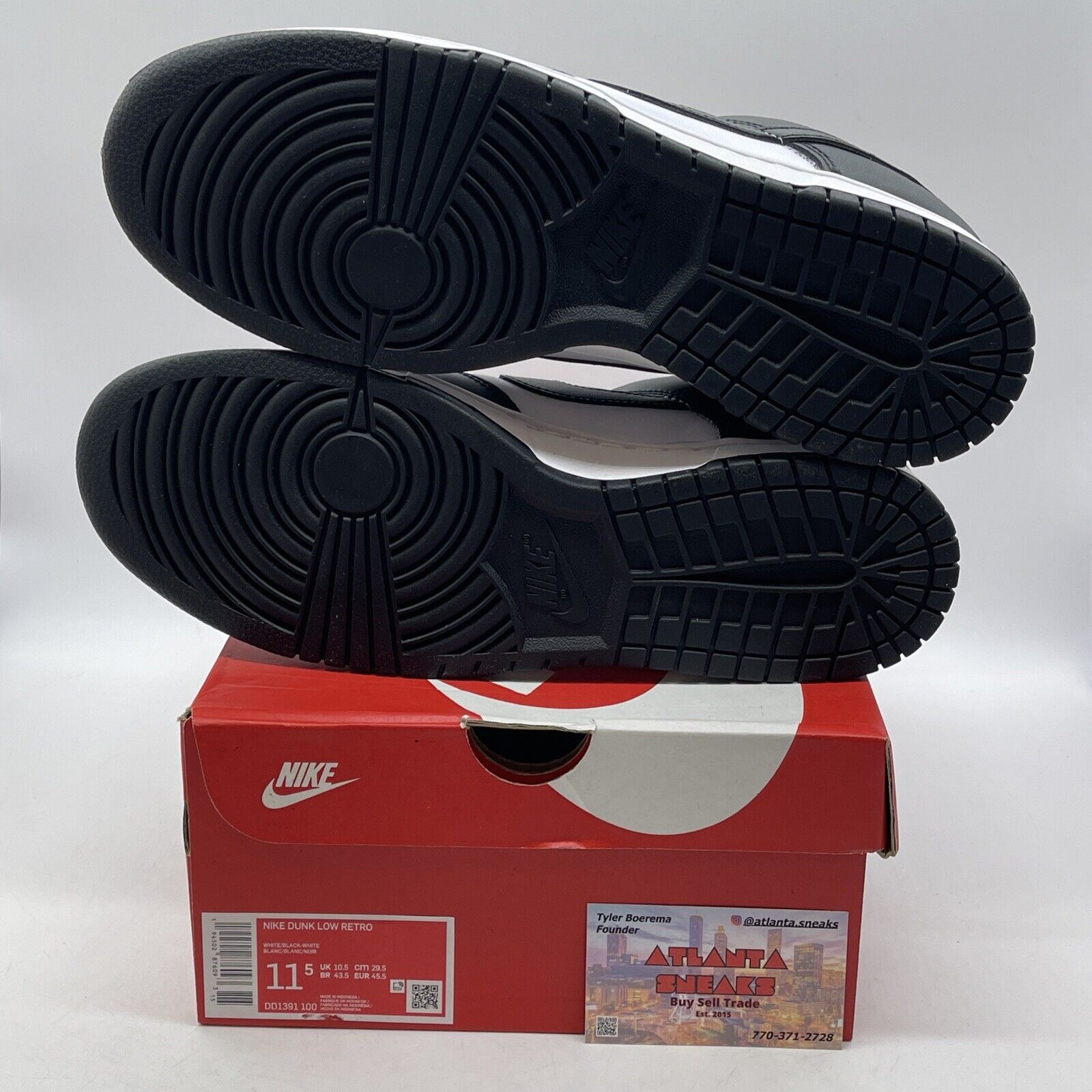 Size 11.5 - Nike Dunk Low Black White Leather (DD1391-100)