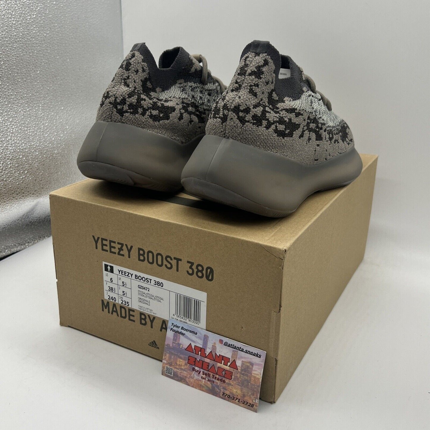 Size 6 - adidas Yeezy Boost 380 Stone Salt Brand New Og All Black Grey Ds