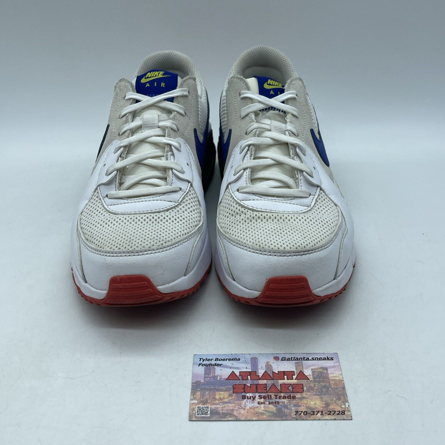 Size 9 - Nike Air Max Excee Hyper Blue White Red Leather Tan Suede (CD4165-101)