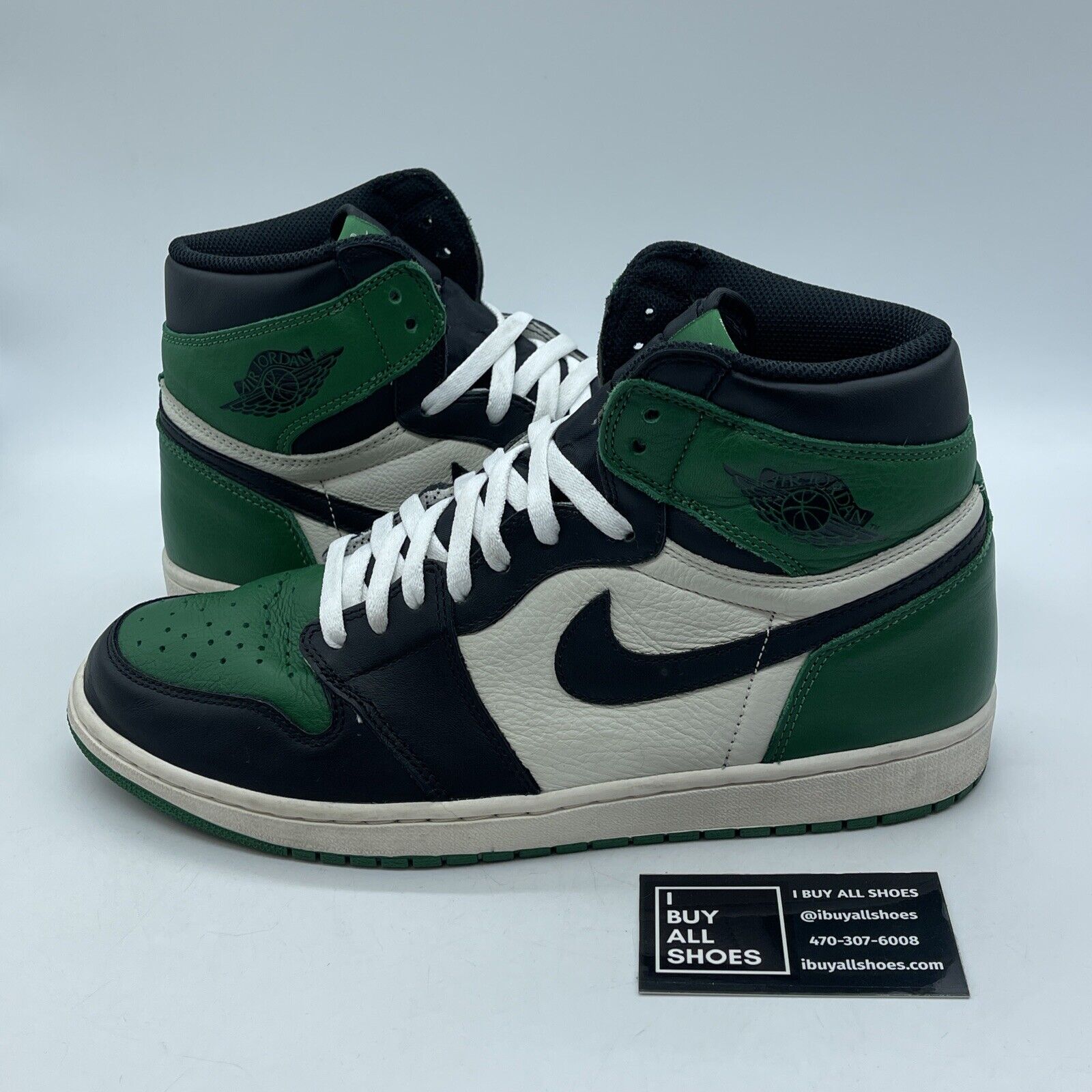 Size 12 - Jordan 1 Retro High OG Pine Green White Black Leather (555088-302)