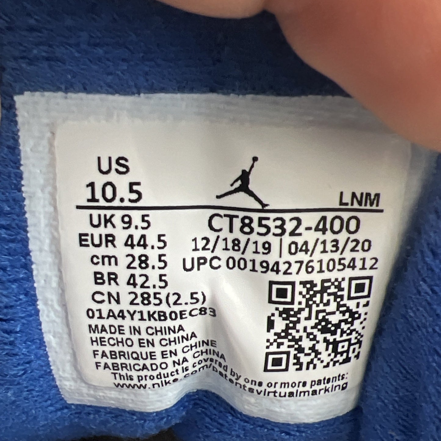 Size 10.5 - Air Jordan 3 Retro Varsity Royal 2020 (CT8532-400)