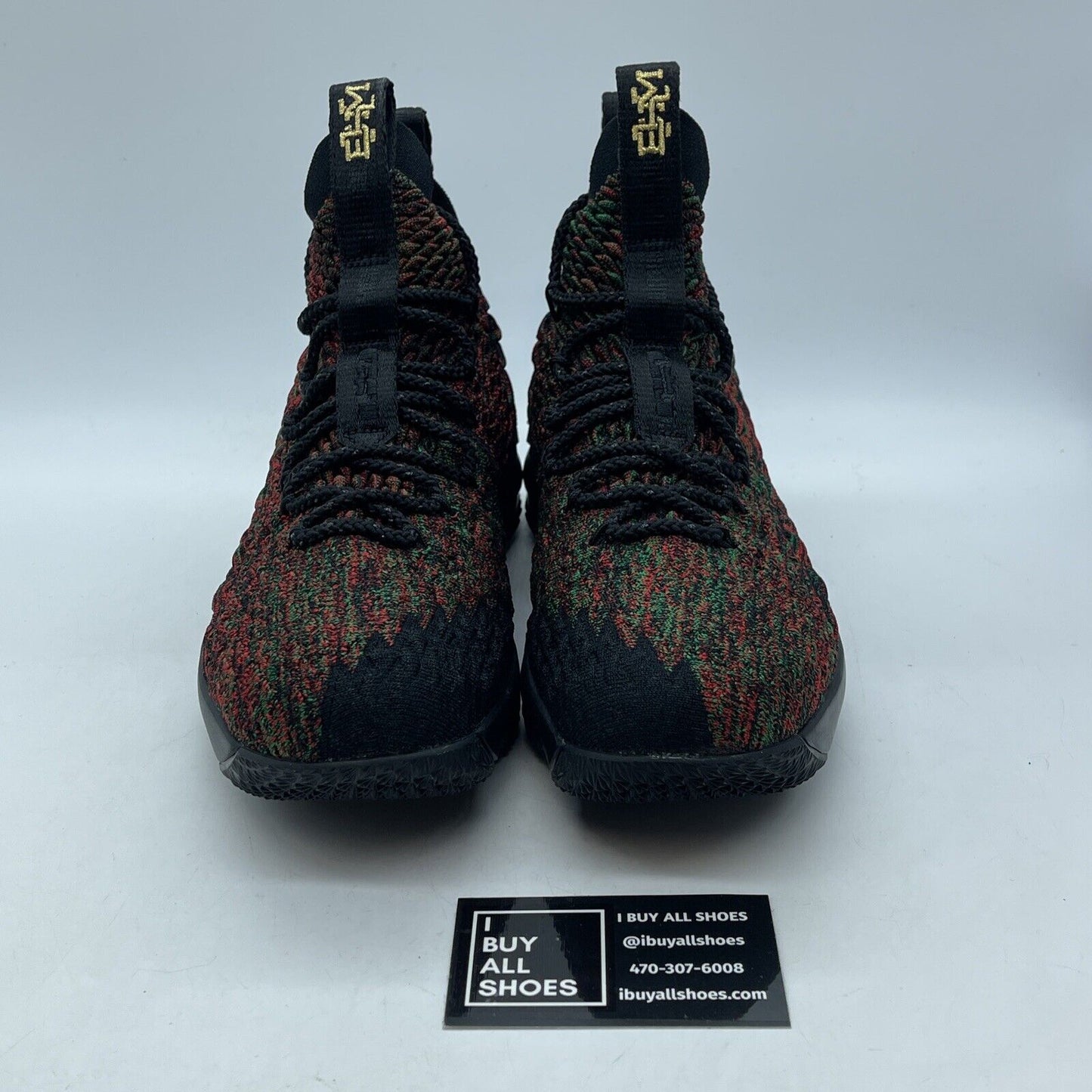 Size 7Y (GS) - Nike LeBron 15 High BHM Green Red Black Suede (943762-900)