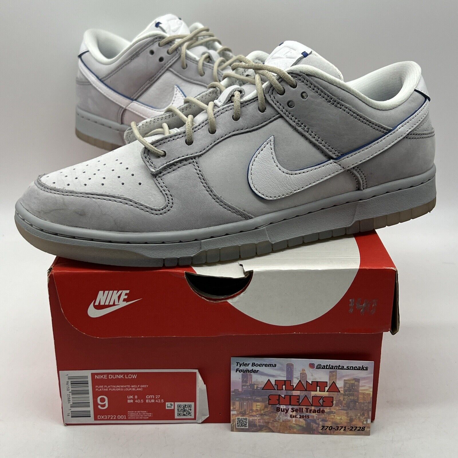 Size 9 - Nike Dunk Low Wolf Grey Pure Platinum White Suede Leather (DX3722-001)