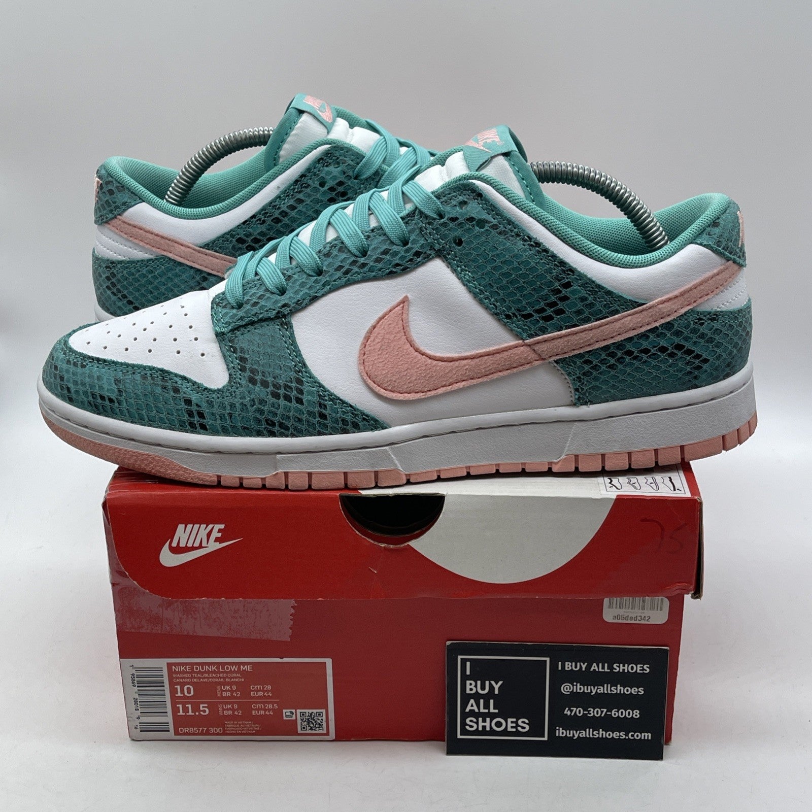 Size 10 - Nike Dunk Low Washed Teal Snakeskin Suede Leather (DR8577-300)