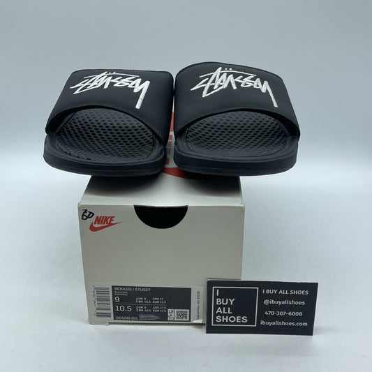 Size 9 - Nike x Stussy Benassi Slide Black Suede Rubber (DC5239-001)