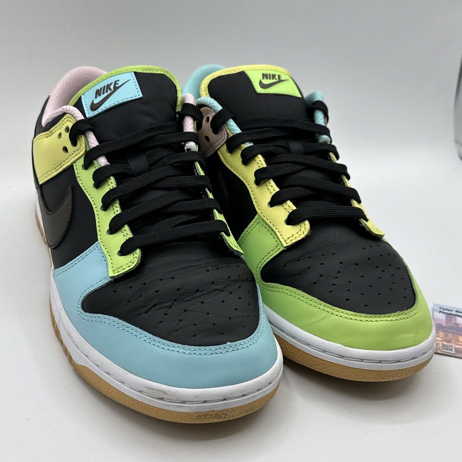 Size 9 - Nike Dunk Low SE FREE.99 Green Pink Leather Multi Color Gum Sole