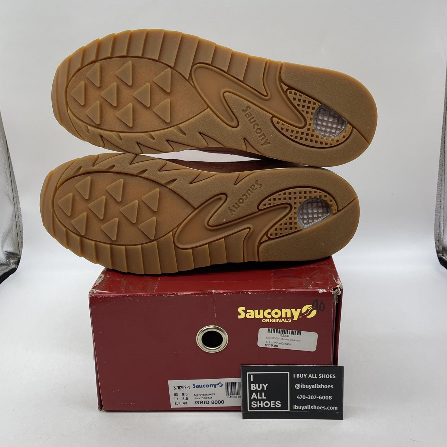 Size 9.5 - Saucony Grid 8000 Shrimp Scampi Pink Brown Suede (S70262-1)