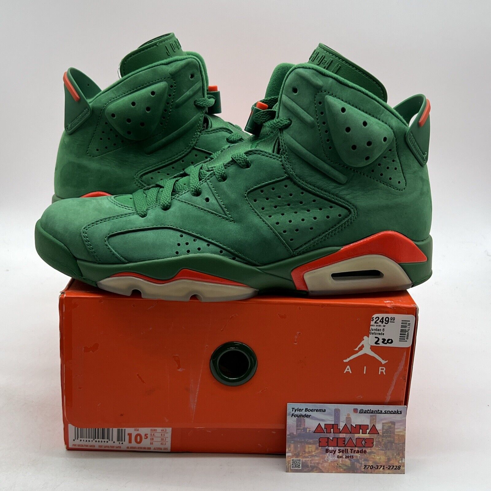 Size 10.5 - Air Jordan 6 Retro NRG Green Suede Gatorade (AJ5986-335)