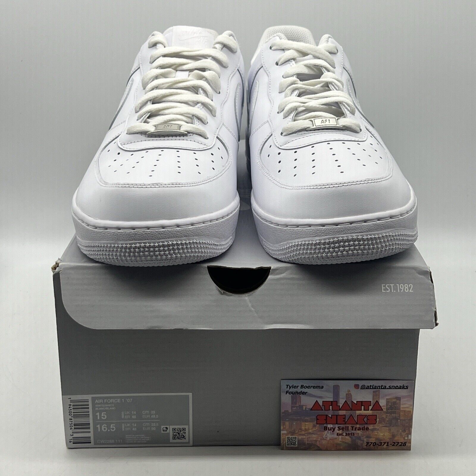 Size 15 - Nike Air Force 1 '07 Low Triple White Leather (CW2288-111)