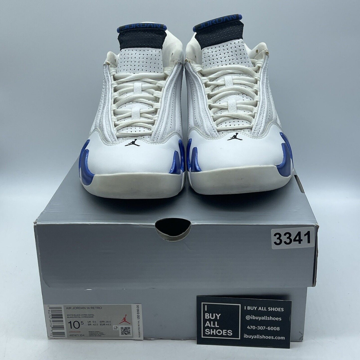 Size 10.5 - Air Jordan 14 Retro Hyper Royal Blue White Black (487471-104)