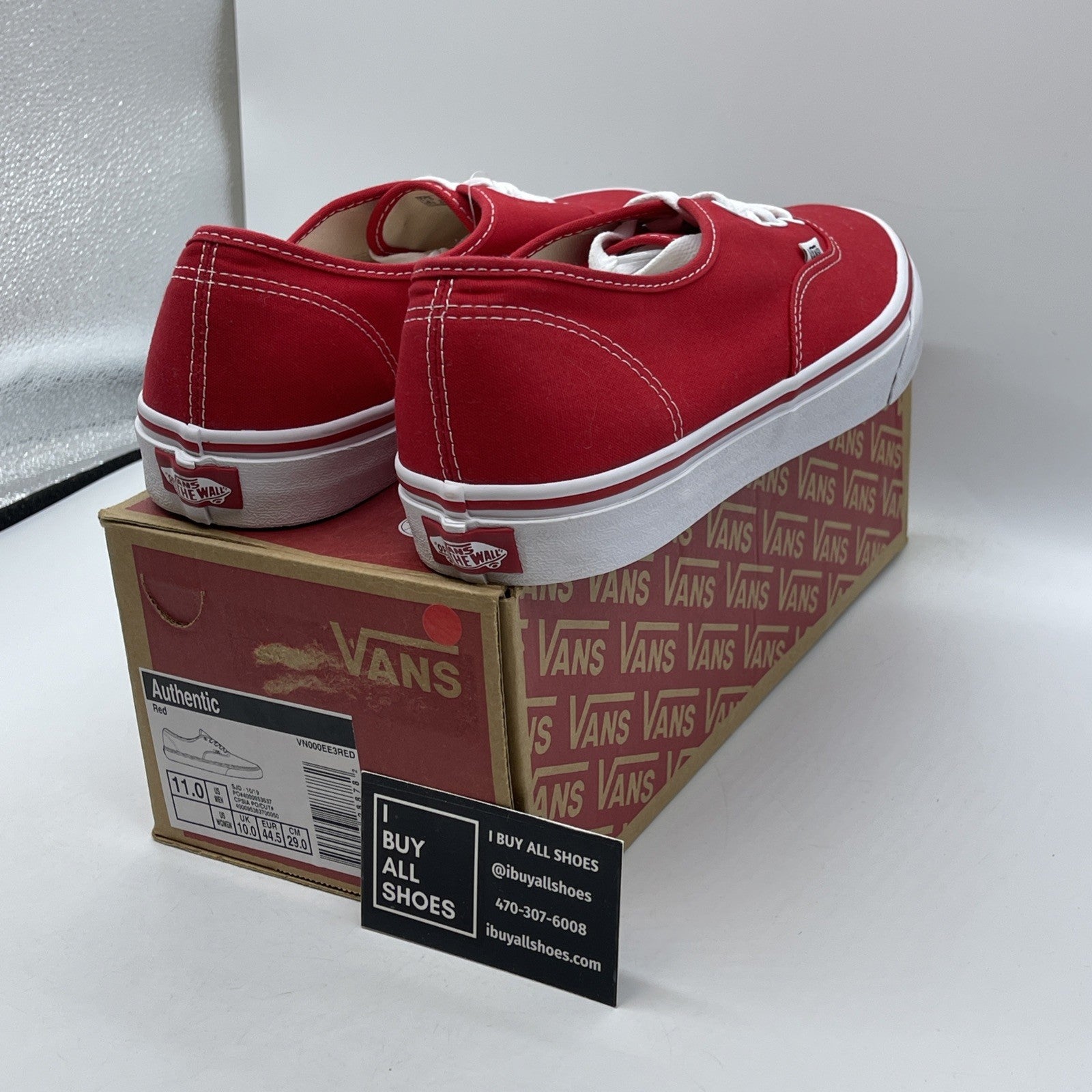 Size 11 - Vans core classic authentic Red White Suede (VN000EE3RED1)