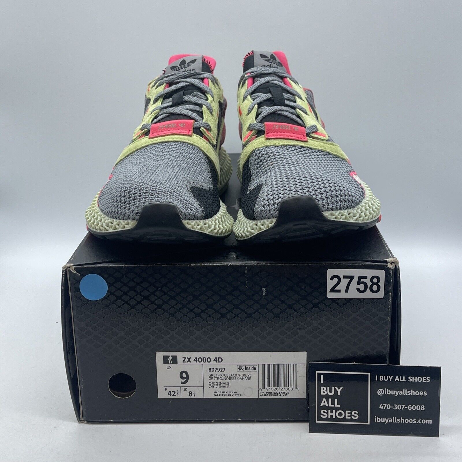 Size 9 - adidas ZX 4000 Futurecraft 4D Grey Yellow Grey Black Suede (BD7927)