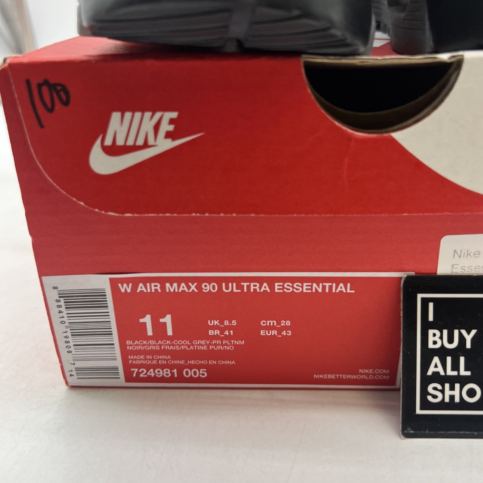 Size 11 - Nike Air Max 90 Ultra Essential Black Cool Grey W (724981-005)