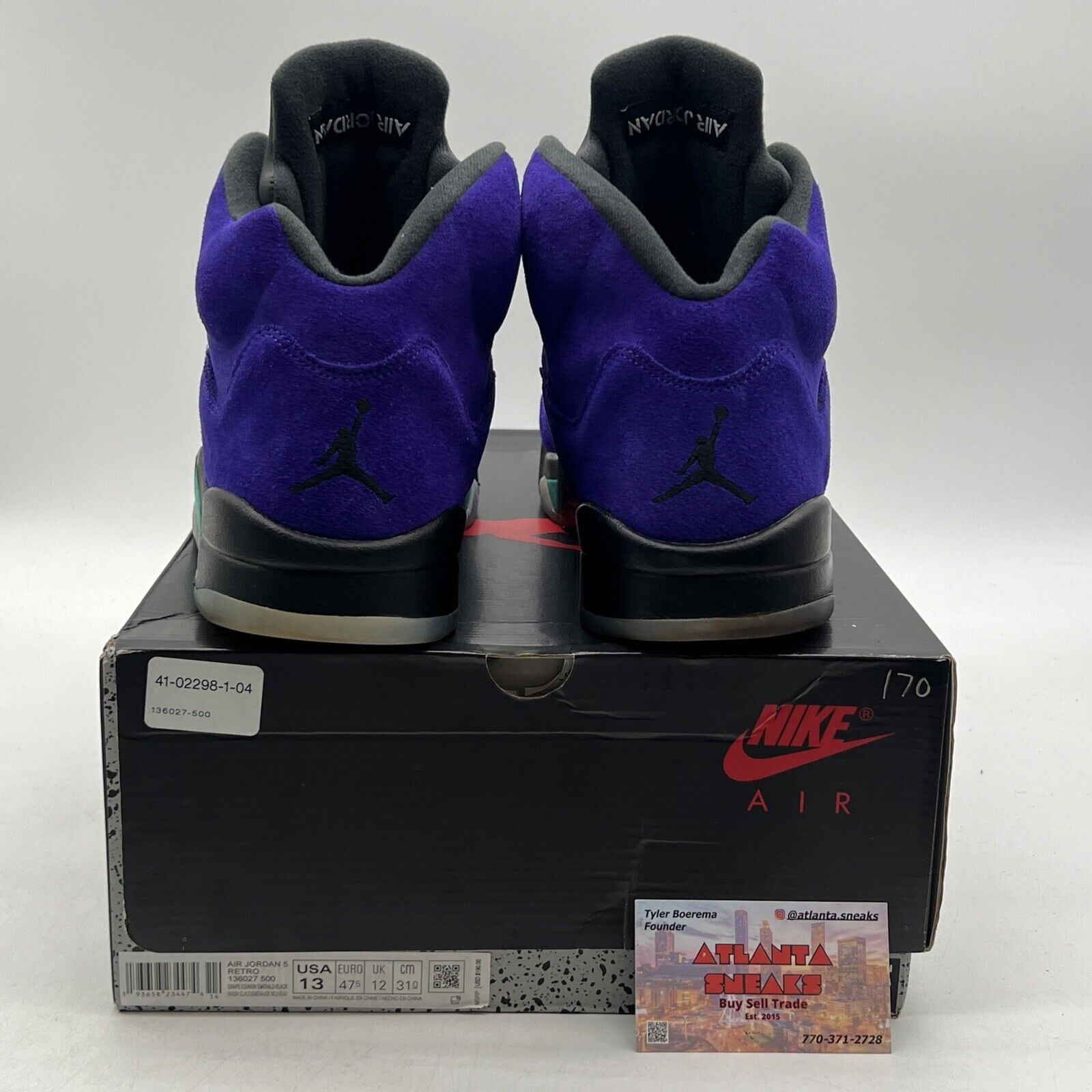 Size 13 - Jordan 5 Retro Alternate Grape 2020 Suede Black (136027-500)