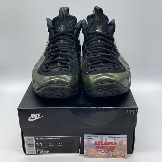 Size 11 - Nike Air Foamposite One Legion Green Black Suede Leather (314996-301)