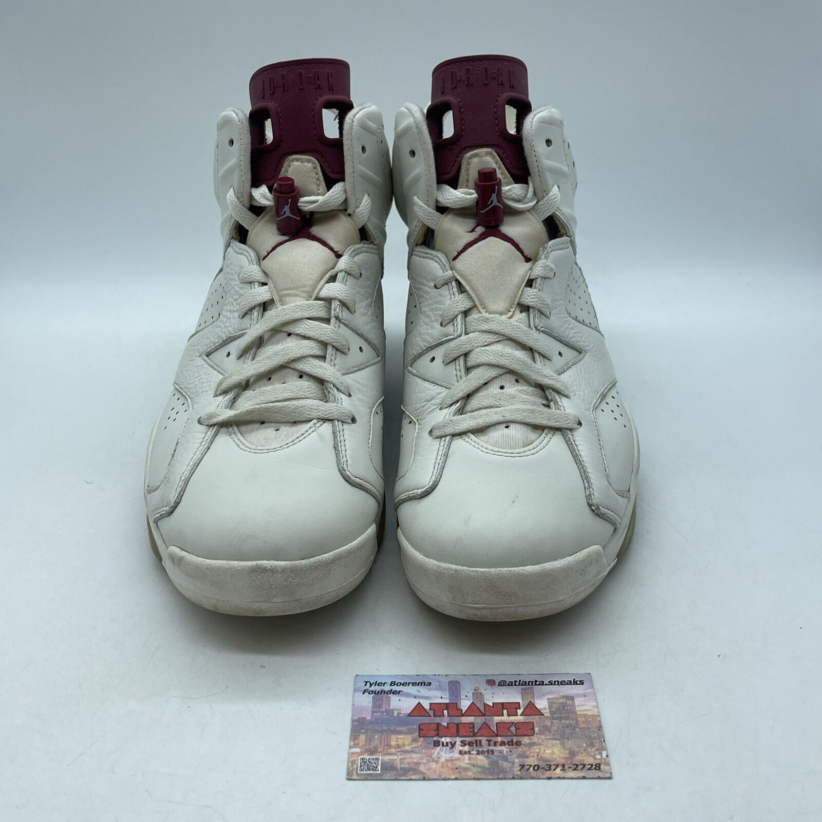 Size 10.5 - Air Jordan 6 Retro 2015 Maroon White Burgundy Leather (384664-116)