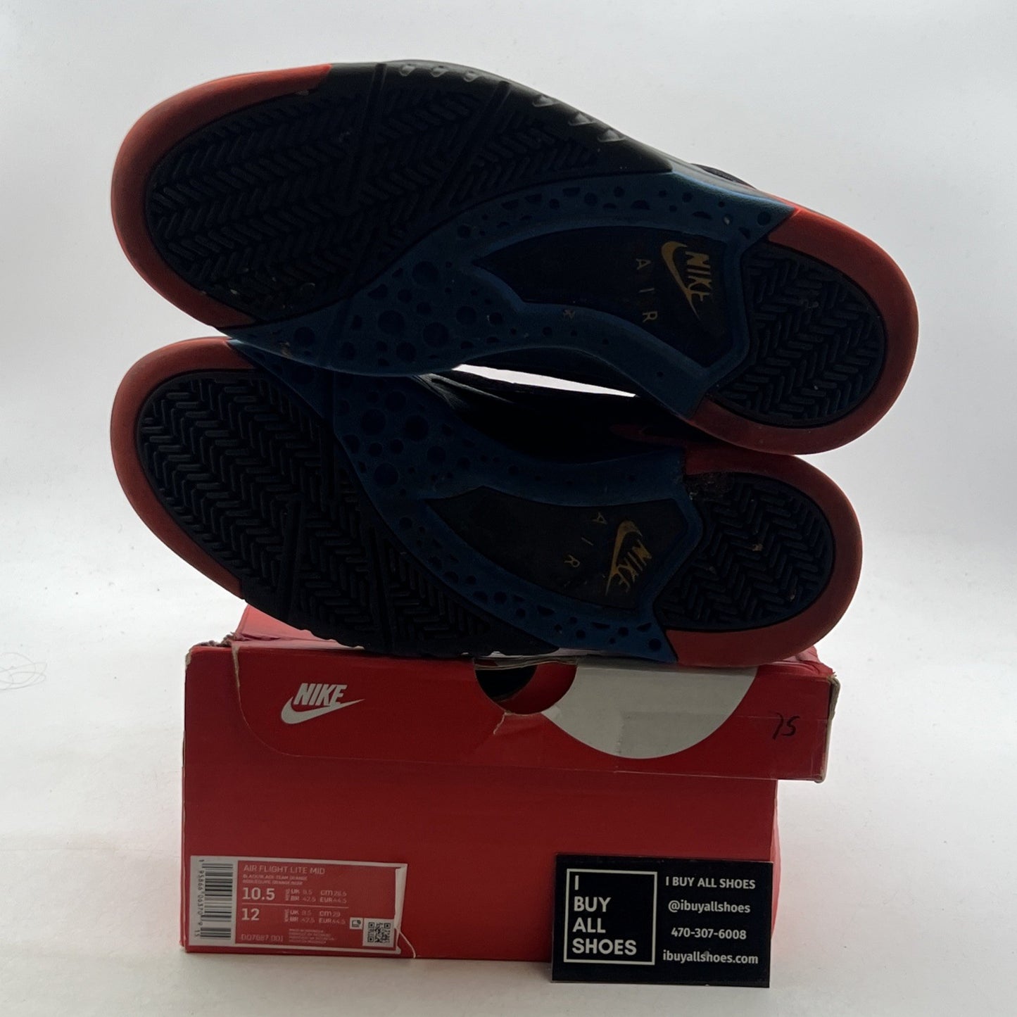 Size 10.5 - Nike Air Flight Lite Mid Black Team Orange (DQ7687-001)