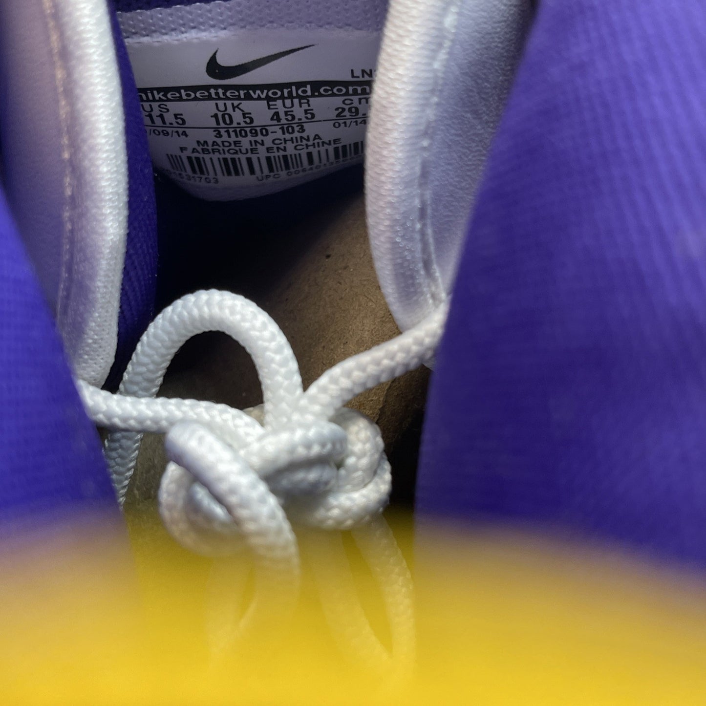 Size 11.5 - Nike Air Max Uptempo Los Angeles Lakers White Purple (311090-103)