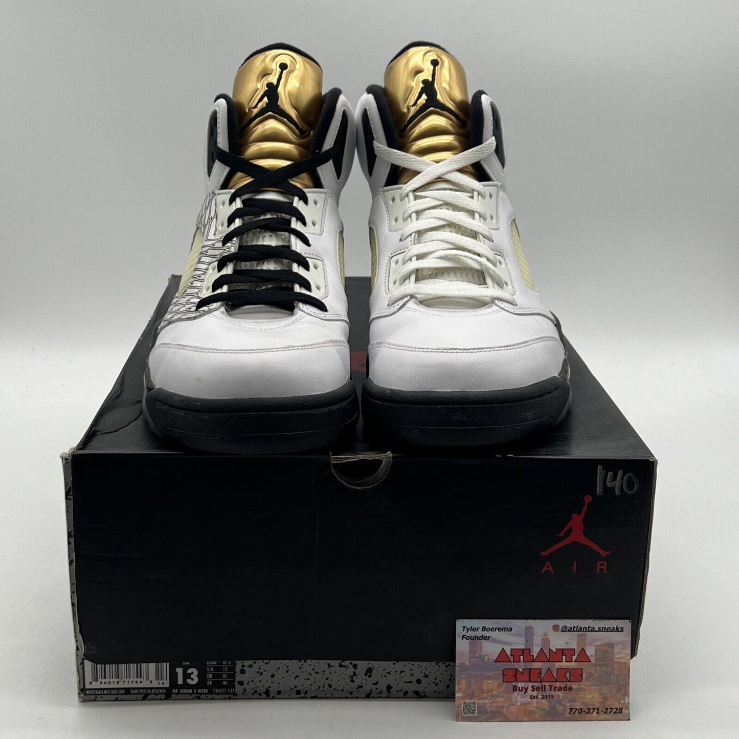 Size 13 - Air Jordan 5 Retro Olympic Black White Gold Leather (136027-133)