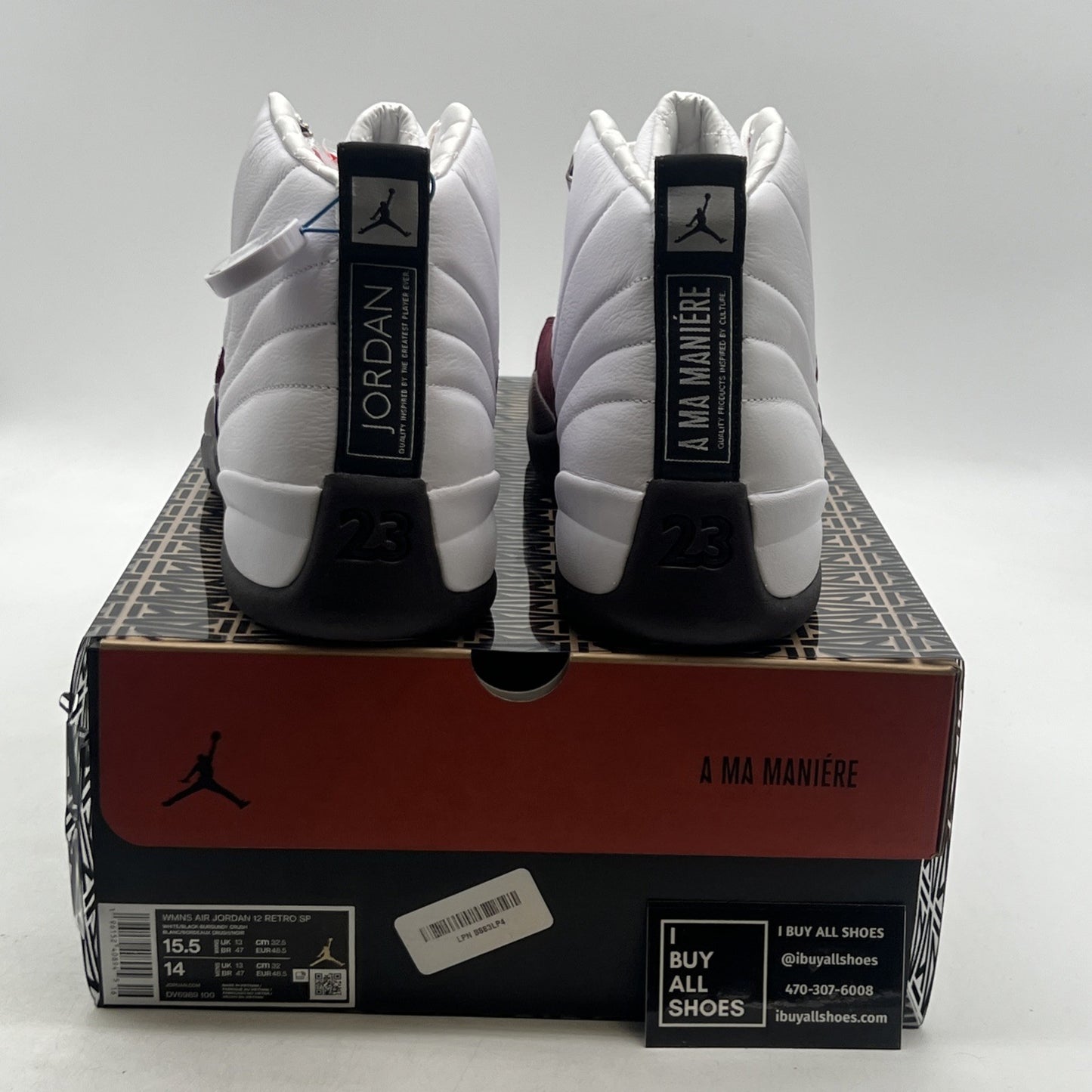 Size 15.5 - Air Jordan 12 Retro SP x A Ma Maniere Mid White W (DV6989-100)