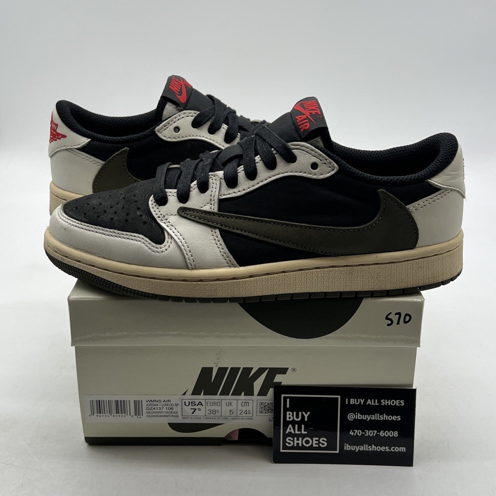 Size 7.5 - Air Jordan 1 Retro OG x Travis Scott Low Olive W (DZ4137-106)