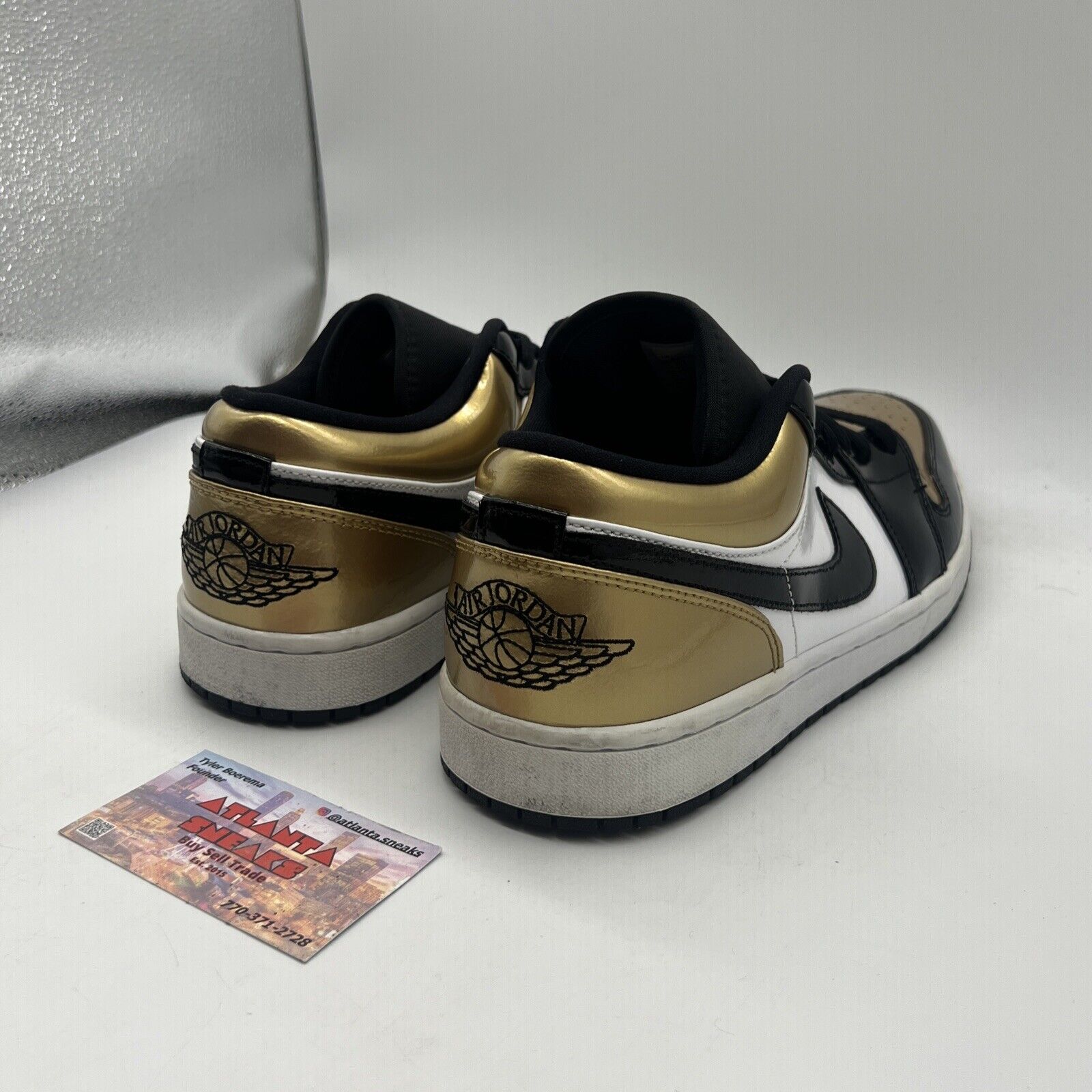 Size 10.5 - Air Jordan 1 Gold Toe Black White Gold Patent Leather Used