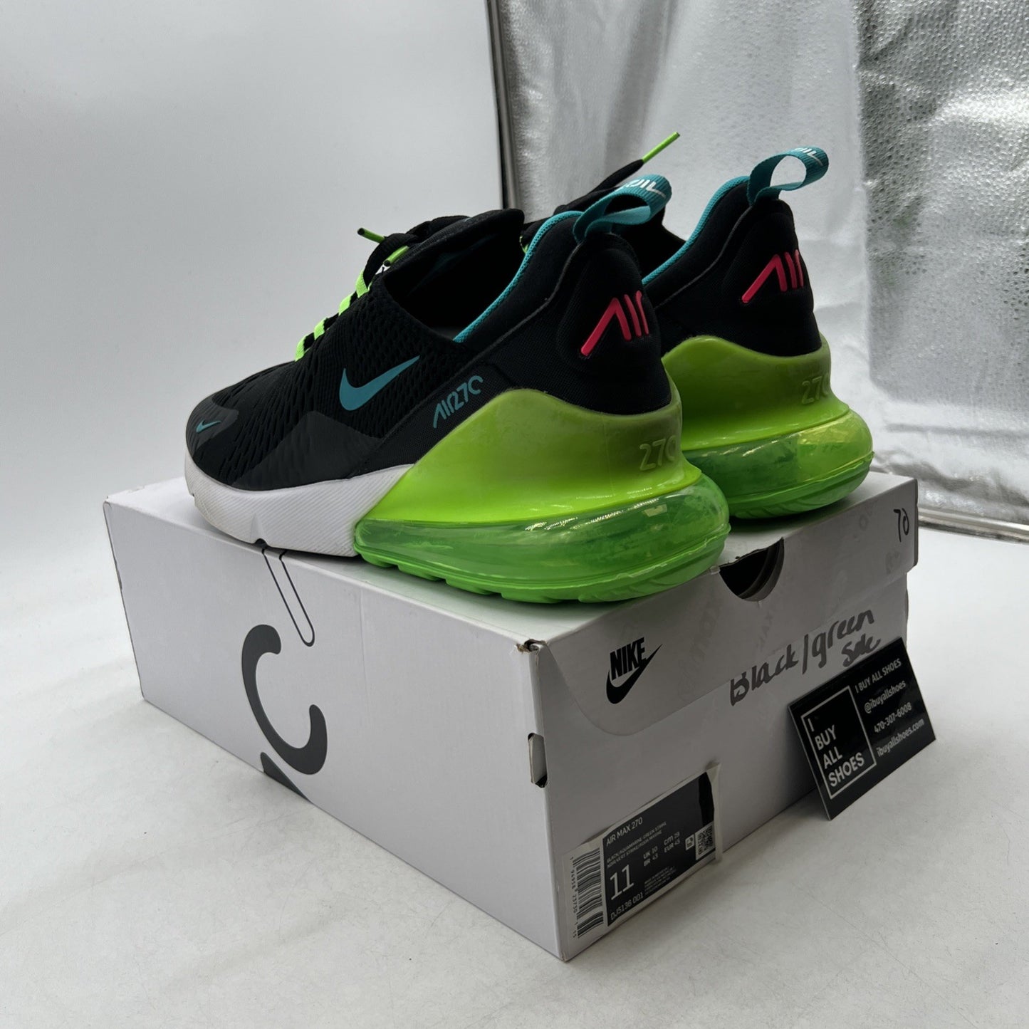Size 11 - Nike Air Max 270 Black Green Strike (DJ5136-001)
