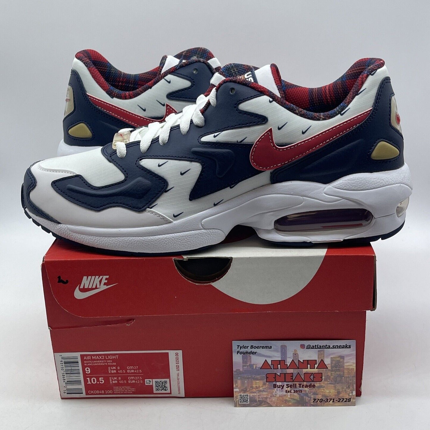 Size 9 - Nike Air Max 2 Light USA Blue Red White Suede Leather (CK0848-100)
