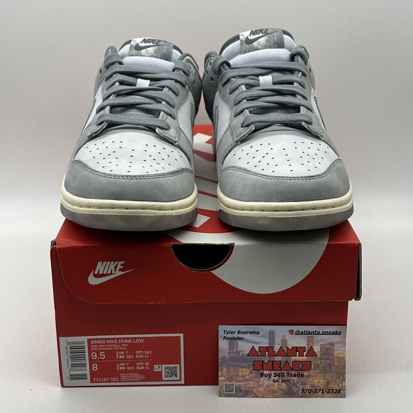 Size 9.5 - Nike Dunk Low Cool Grey W Suede Leather White (FV1167-001)