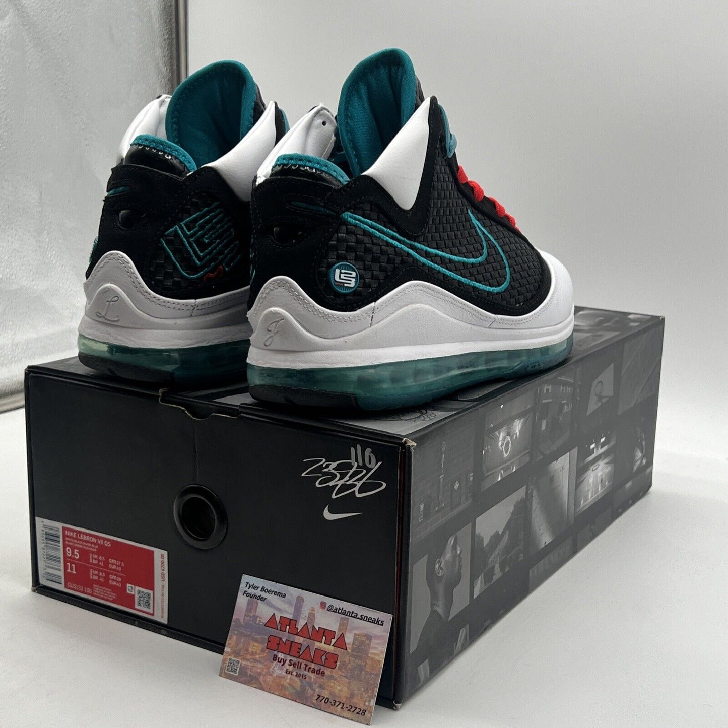 Size 9.5 - Nike Air Max LeBron 7 Retro QS 2019 Red Carpet Aqua Red (CU5133-100)