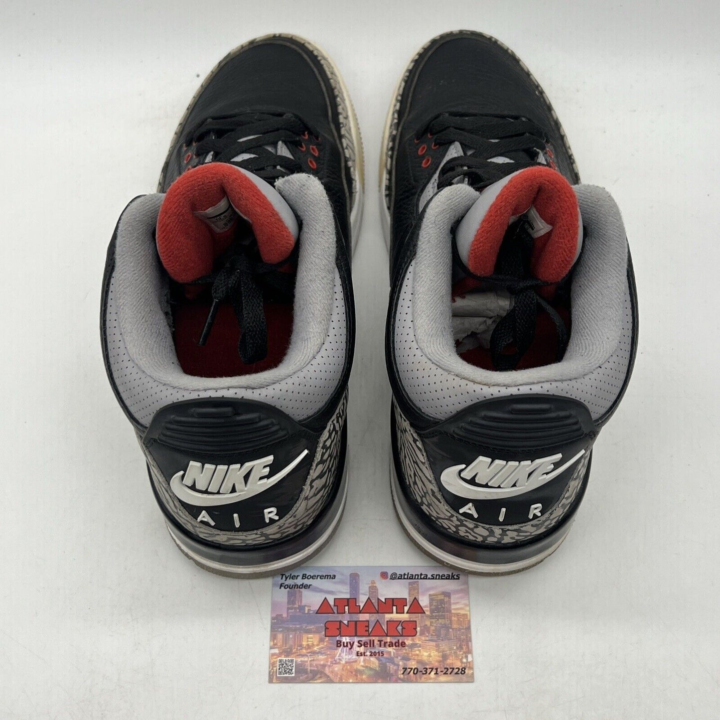 Size 10.5 - Jordan 3 Retro OG Mid Black Cement Grey Red Leather (854262-010)