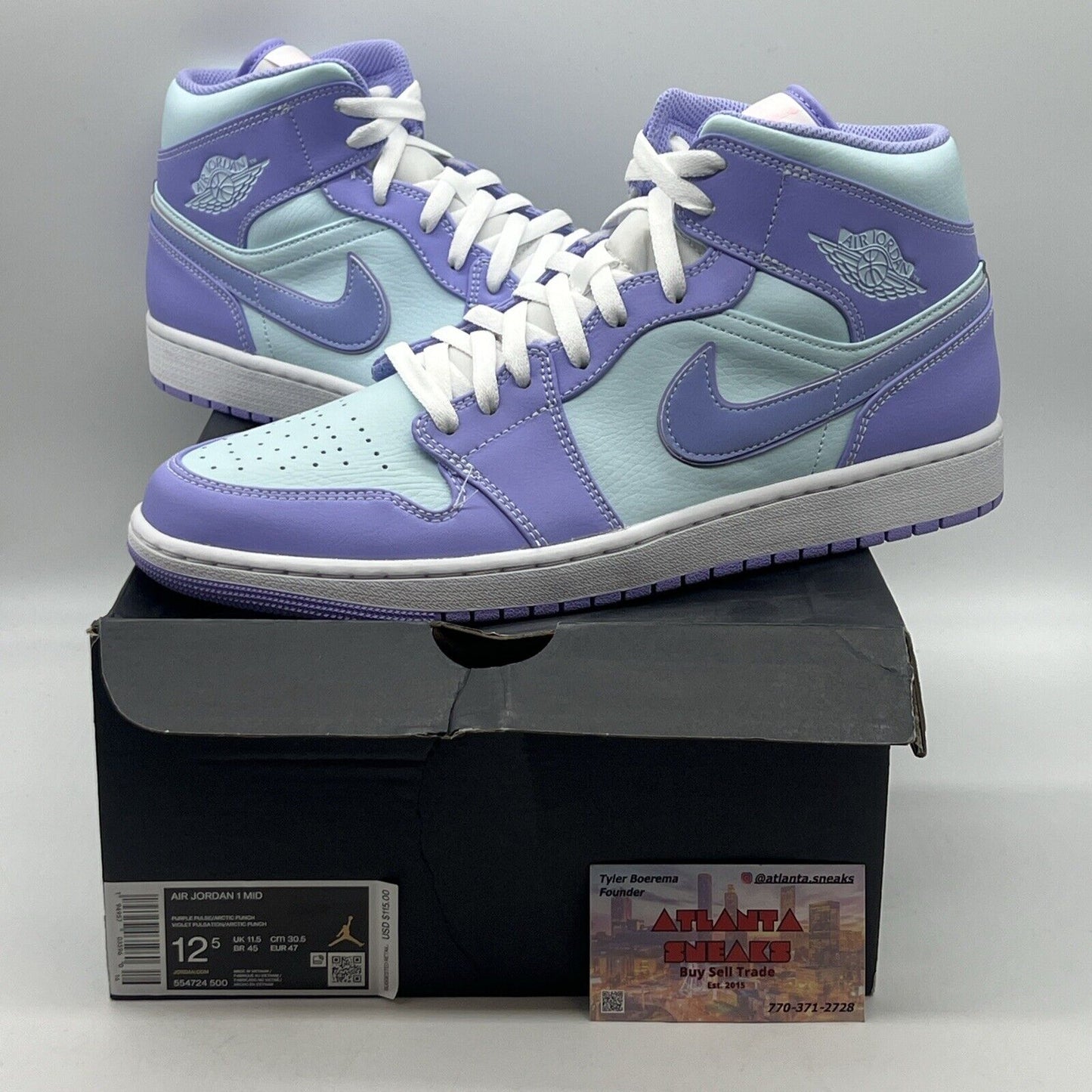 Size 12.5 - Jordan 1 Mid Purple Brand New Og All White