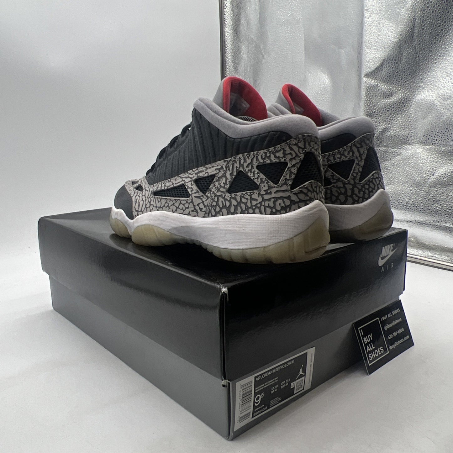 Size 9.5 - Air Jordan 11 Retro IE Low Black Cement (919712-006)