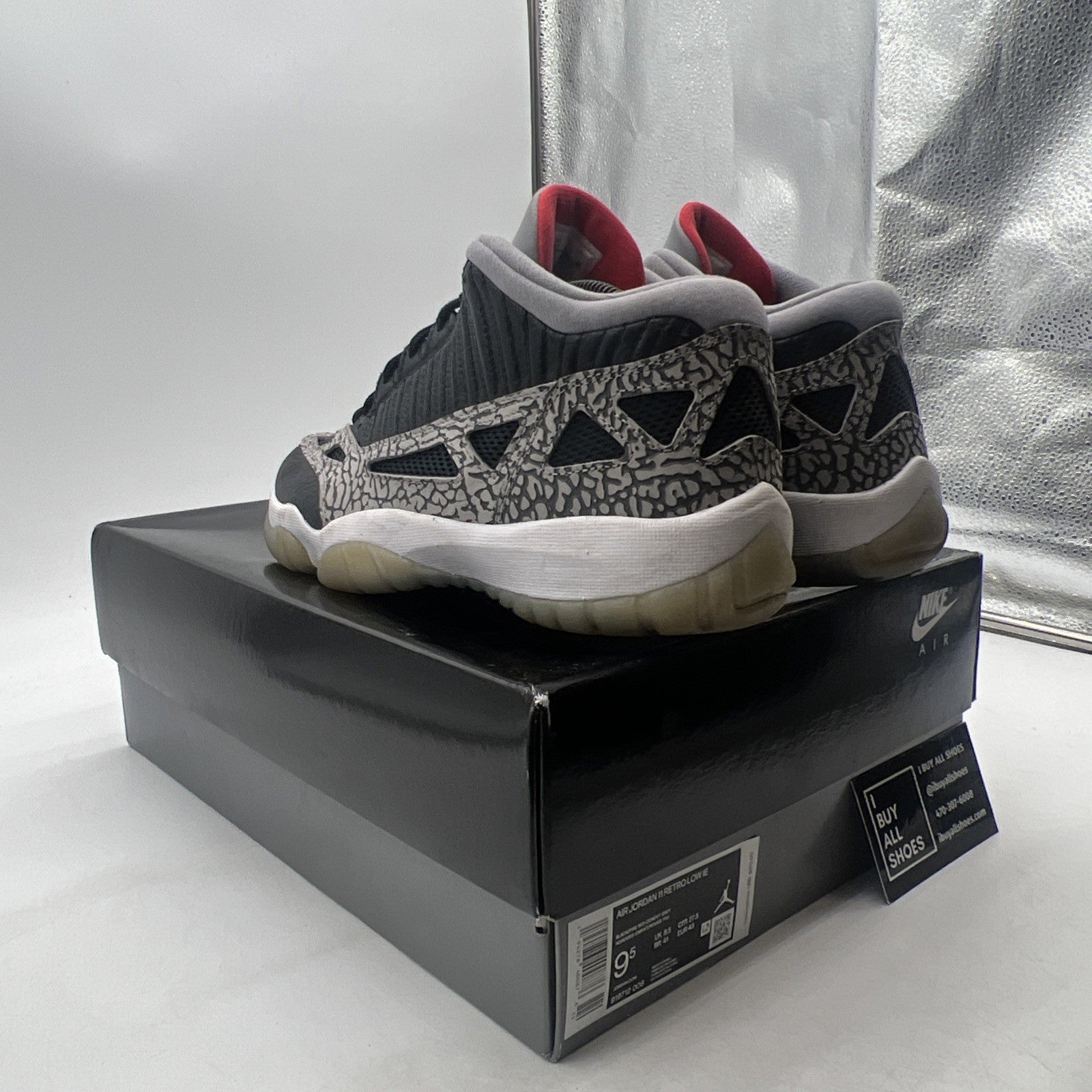 Size 9.5 - Air Jordan 11 Retro IE Low Black Cement (919712-006)