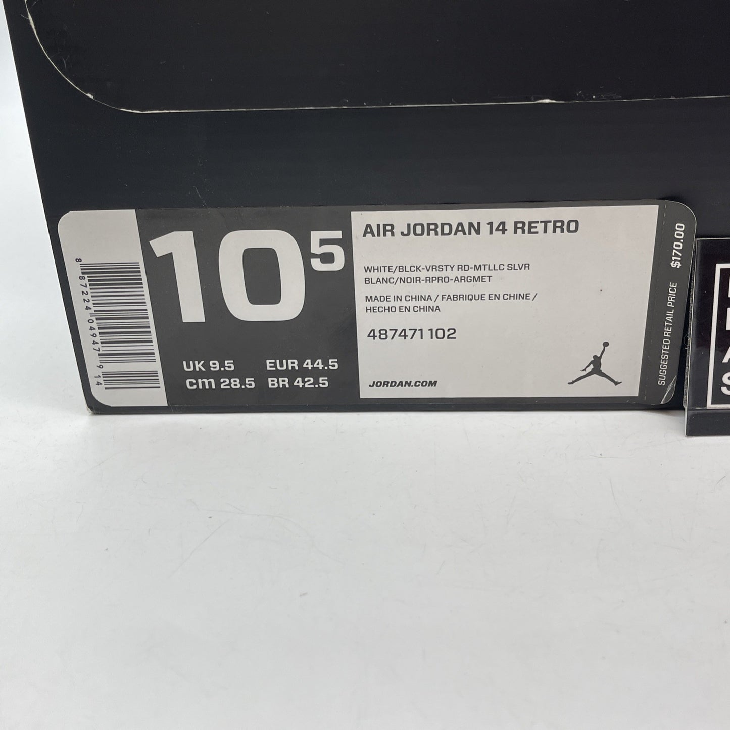 Size 10.5 - Air Jordan 14 Retro 2014 Black Toe Suede Leather (487471-102)