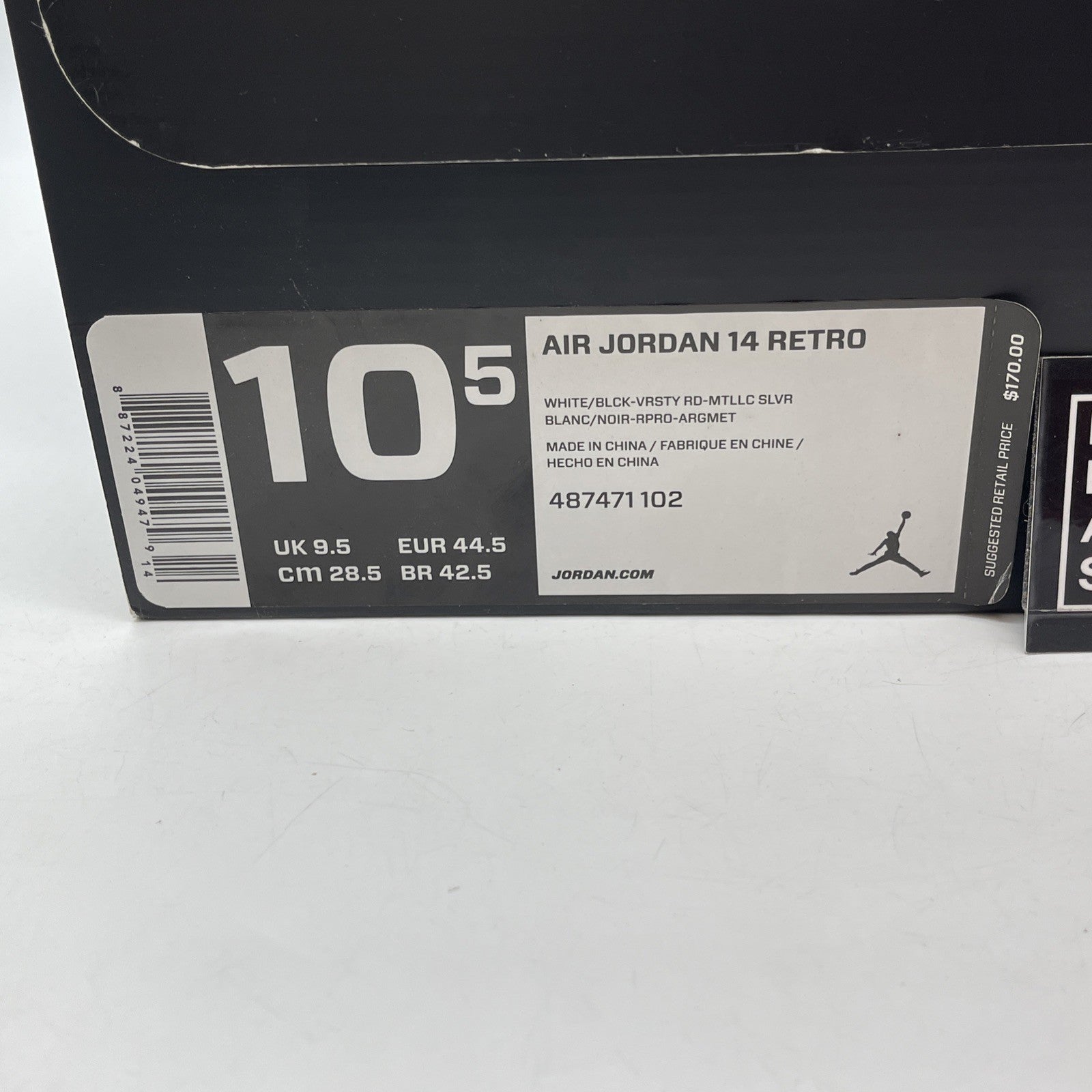 Size 10.5 - Air Jordan 14 Retro 2014 Black Toe Suede Leather (487471-102)