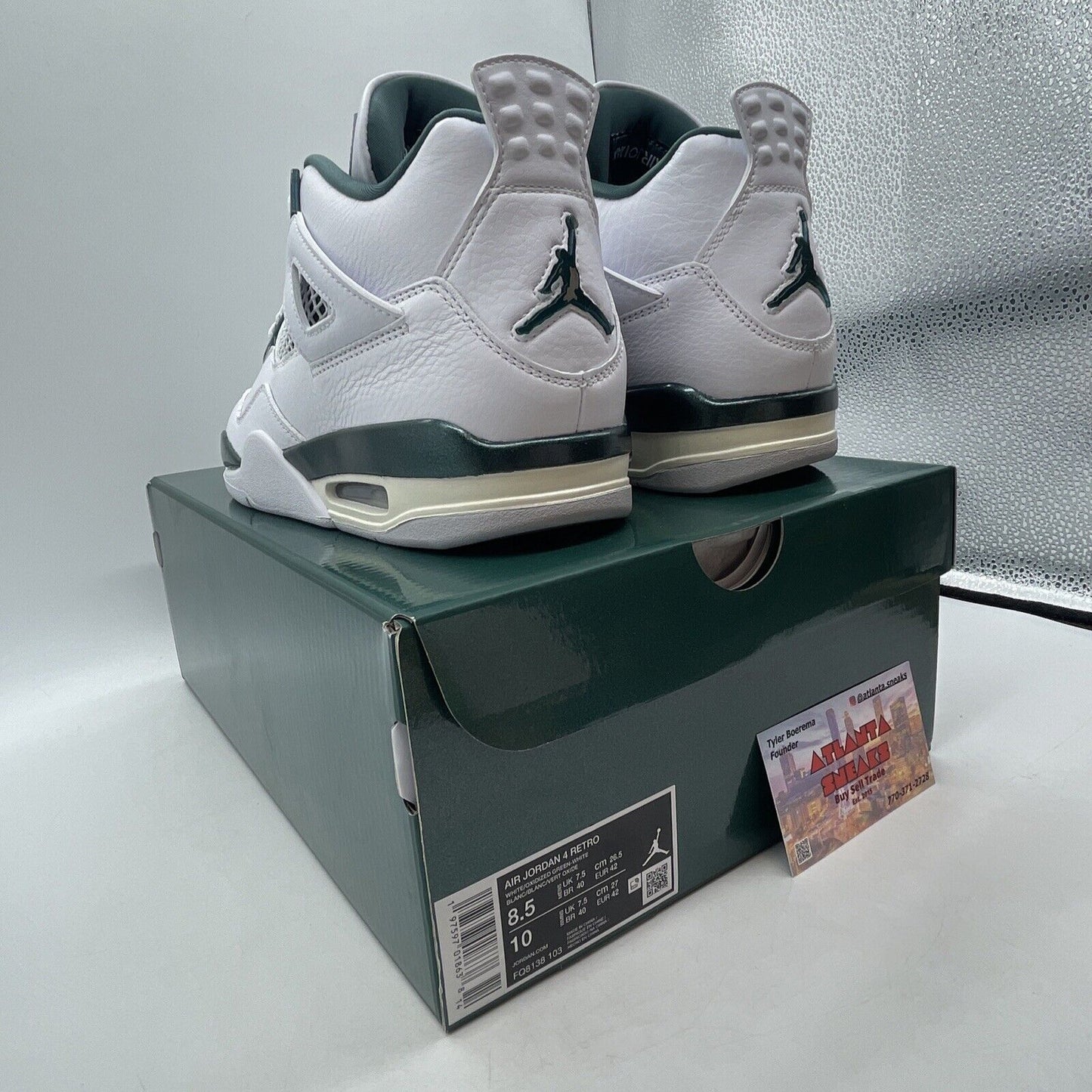 Size 8.5 - Air Jordan 4 Retro Oxidized Green white Leather (FQ8138-103)