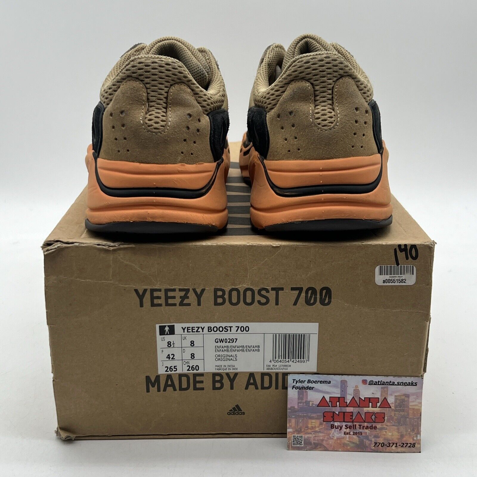 Size 8.5 - adidas Yeezy Boost 700 Enflame Amber Tan Orange Suede (GW0297)