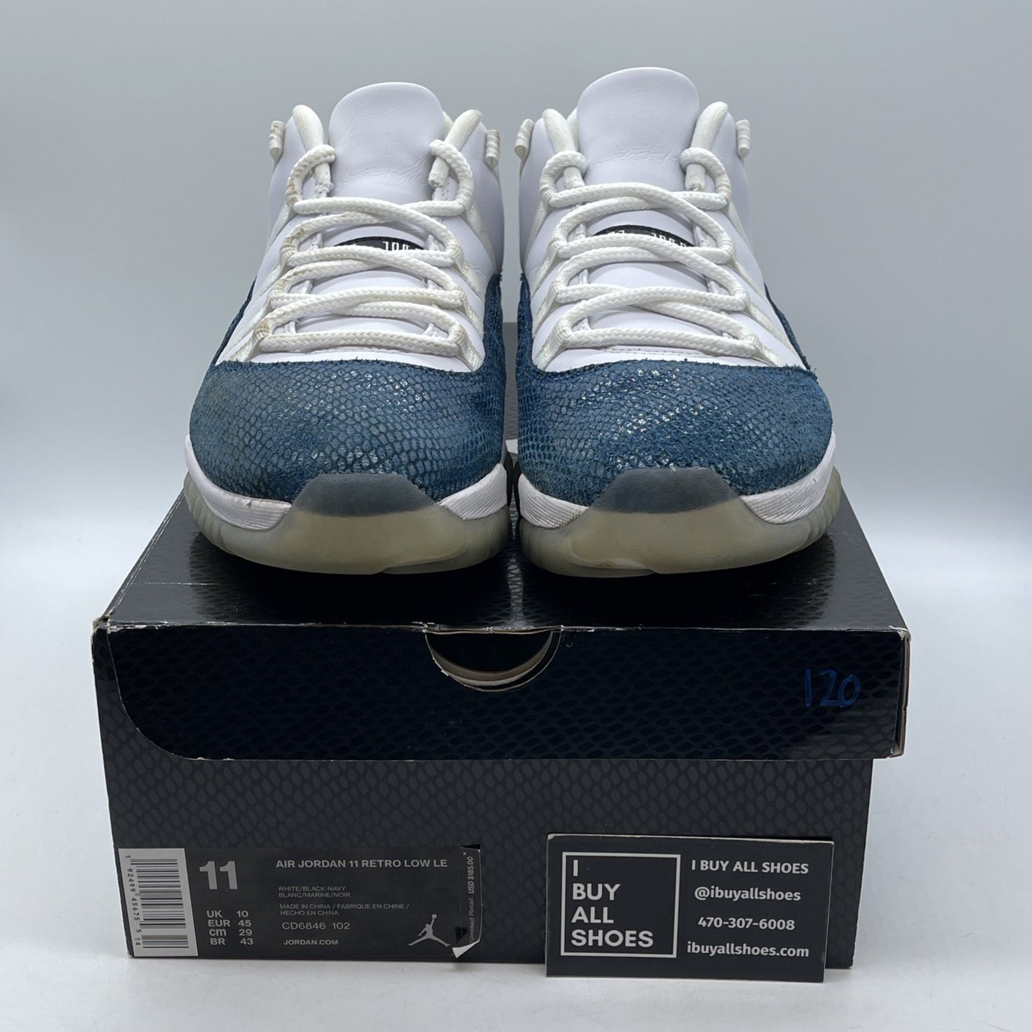 Size 11 - Jordan 11 Retro Low Snakeskin 2019 Blue White Leather (CD6846-102)