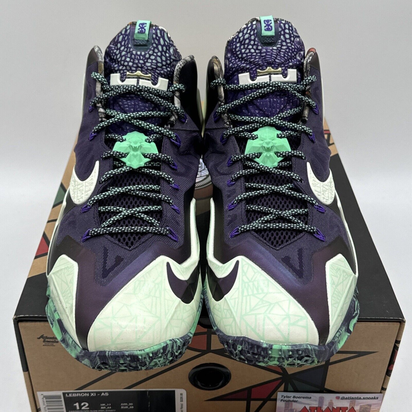 Size 12 - Nike LeBron 11 All Star - Gator King 2014 Purple Glow Green All Tract