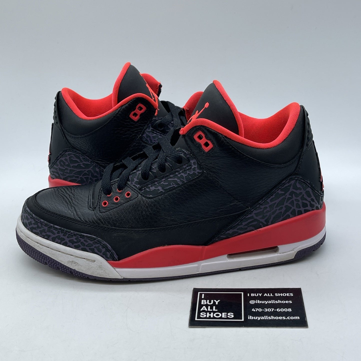 Size 9 - Air Jordan 3 Retro Crimson Black Purple Suede Leather (136064-005)