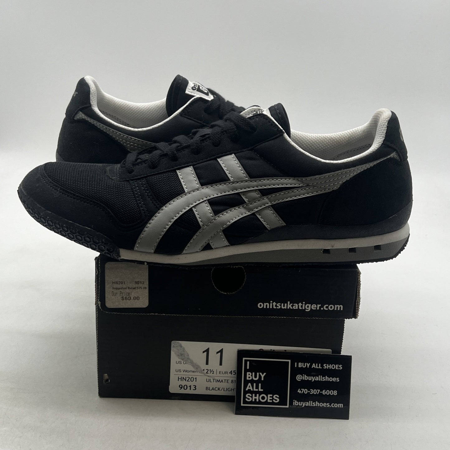 Size 11 - Onitsuka Tiger SERRANO Sneakers Unisex Black / Light Grey (HN201-9013)