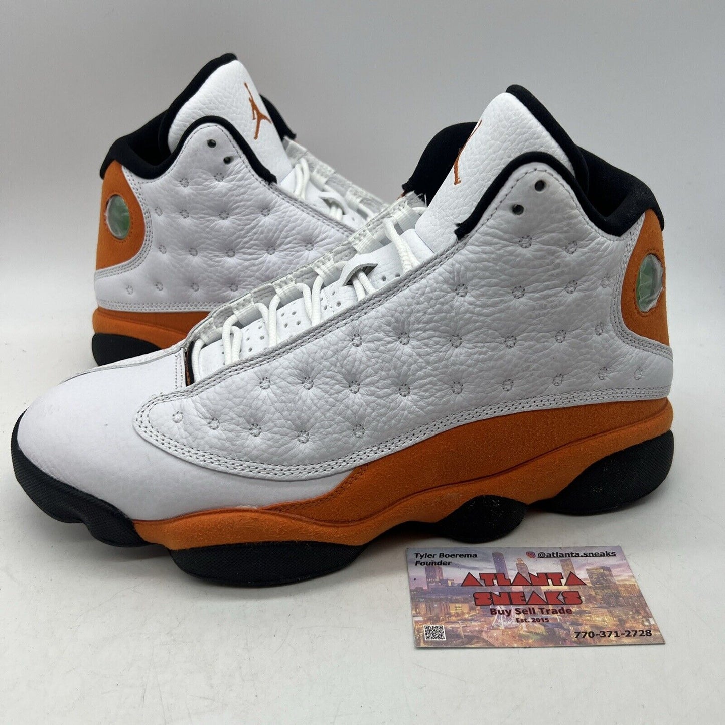 Size 9.5 - Air Jordan 13 Retro Starfish White Orange Black Suede (414571-108)