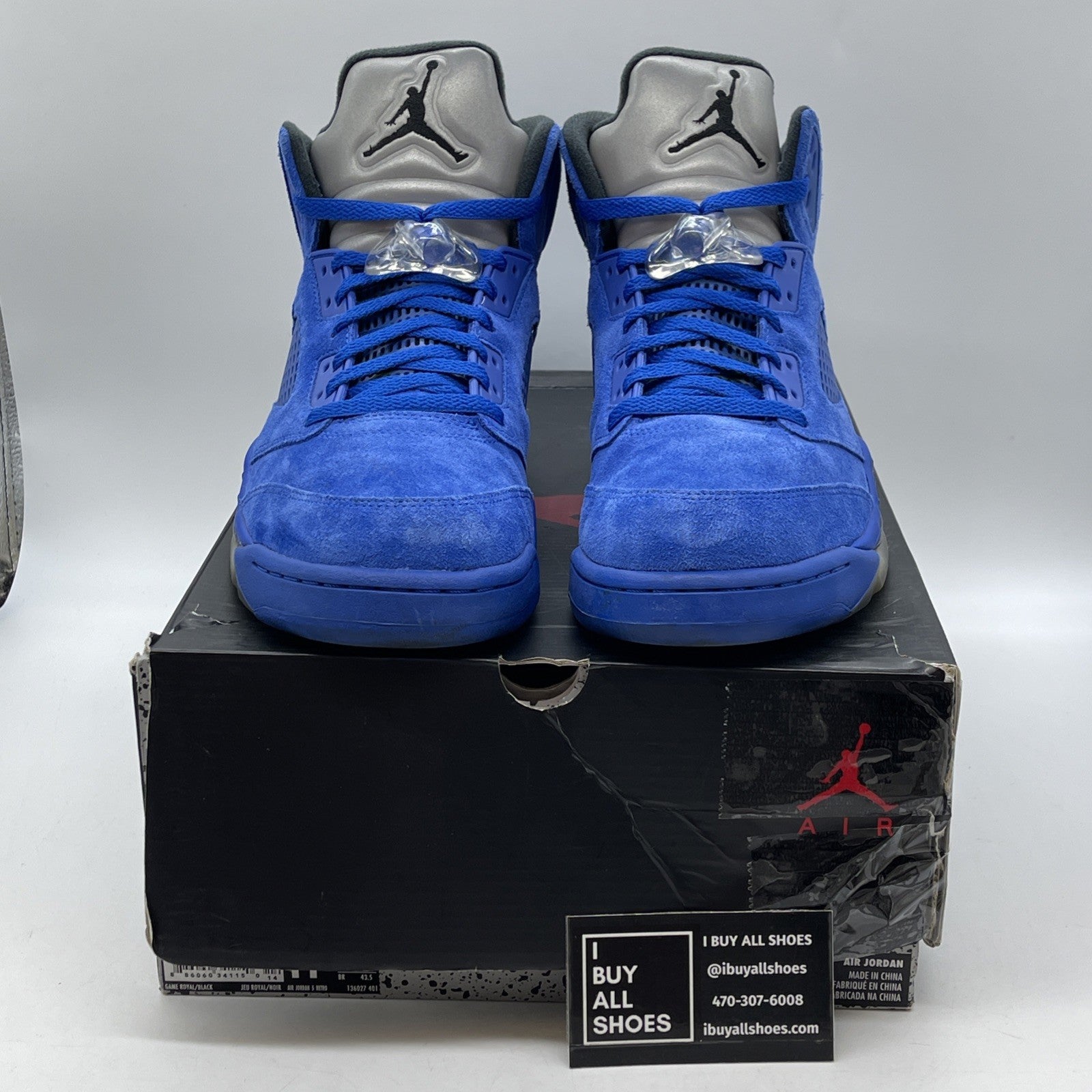 Size 11.5 - Air Jordan 5 Retro Blue Suede Silver (136027-401)