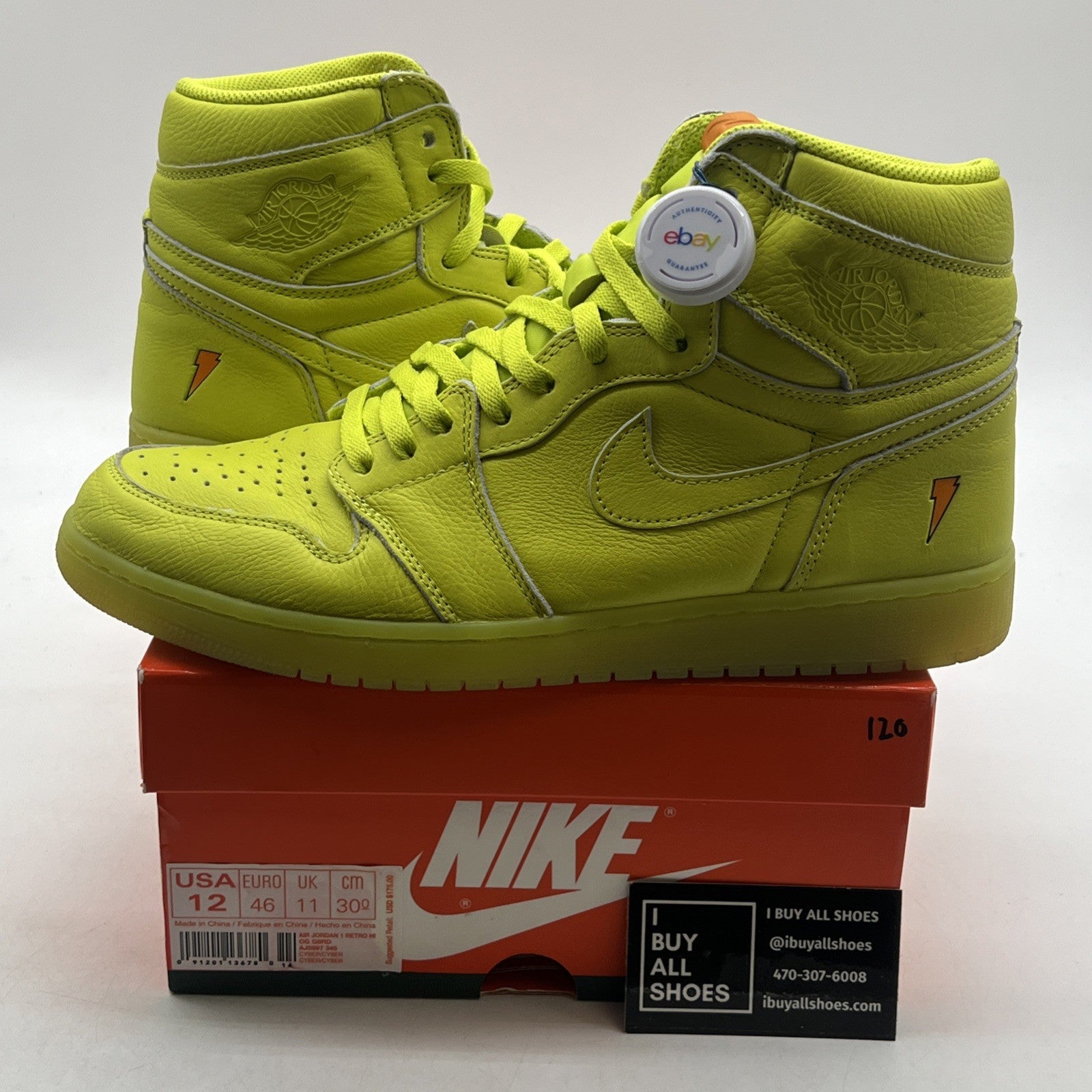 Size 12 - Air Jordan 1 Retro OG G8RD High Cyber (AJ5997-345)