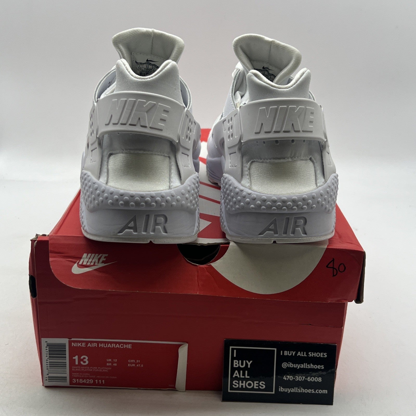 Size 13 - Nike Air Huarache All White (318429-111)