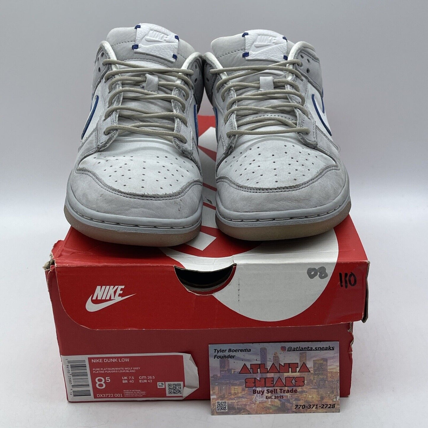 Size 8.5 - Nike Dunk Low Wolf Grey Pure Platinum Blue Suede (DX3722-001)